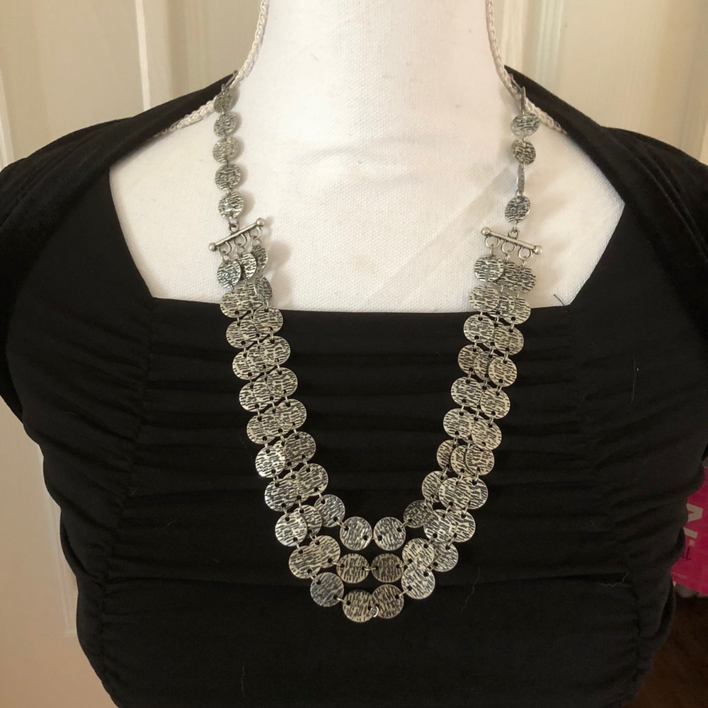 Trio chain metal silver necklace